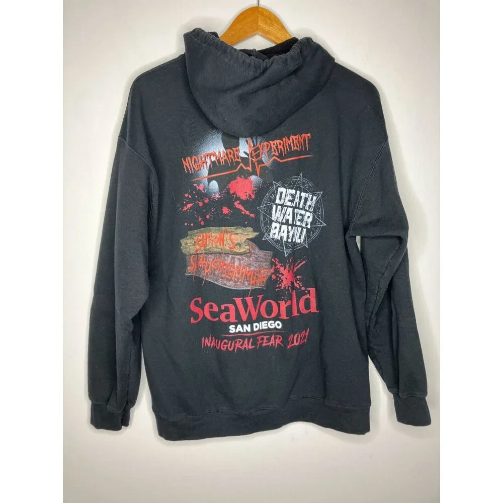 SeaWorld San Diego Howl-O-Scream 2021 Hoodie Black Large Men's READ